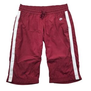 Nike 17" Basketball Shorts Maroon White Striped Youth Large (12-14) Y2K W34.5